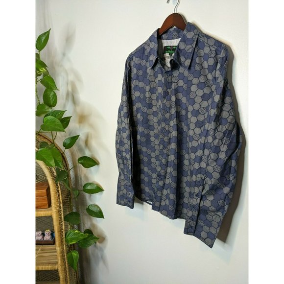 Tripp nyc Other - XXX TRIPP NYC Button Down Shirt Mens Blue Honeycomb Size XL Industrial Goth Punk